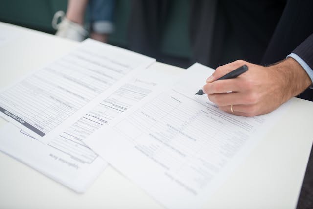 filling in an application